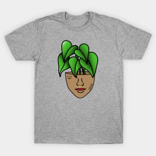 Multicultural Tropical Plant Person with Face Tattoos and Septum Piercing, Medium Skin T-Shirt